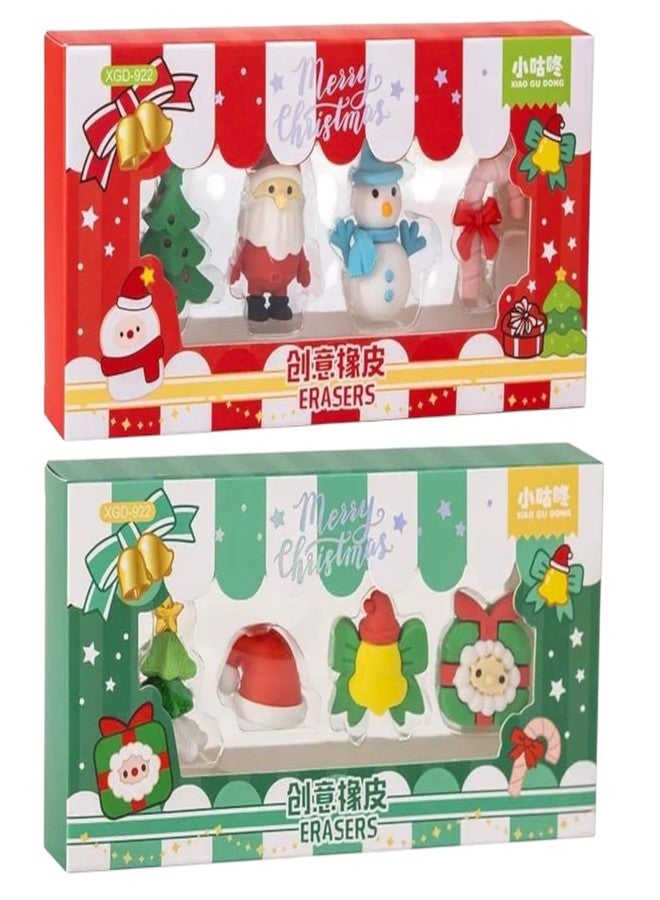 TERA13 Christmas Santa Big Box Eraser, Stationery Gift for Kids, Non-Toxic, Smudge-Free Mini Rubbers Cute Santa Erasers, Christmas Gift for Kids, Santa Gift Set Birthday Return Gift for Kids (2 Pcs) - Image 1